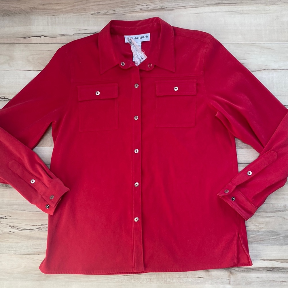 Sag Harbor Womens Red Button Down Long Sleeve Size 12